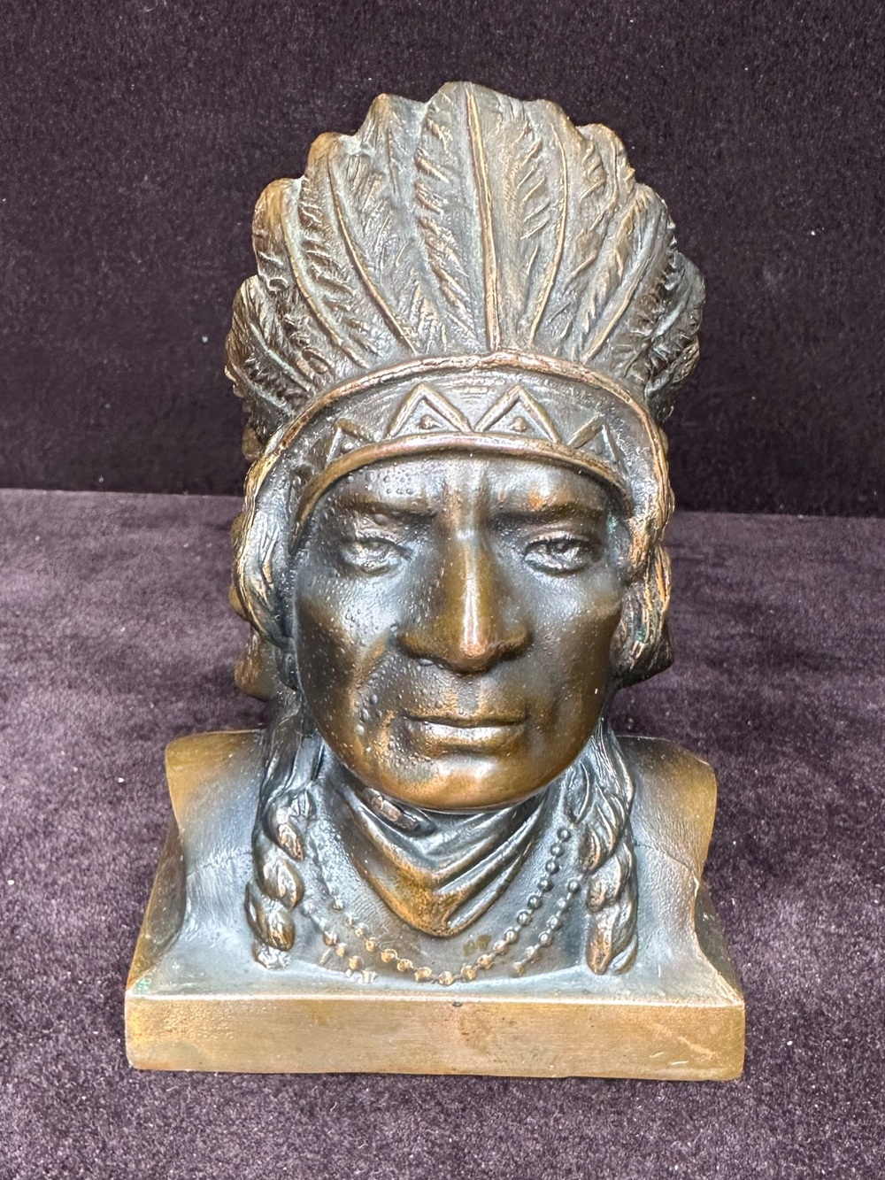 Vintage Banthrico Inc. Native American Indian Chief Head Metal Coin Bank